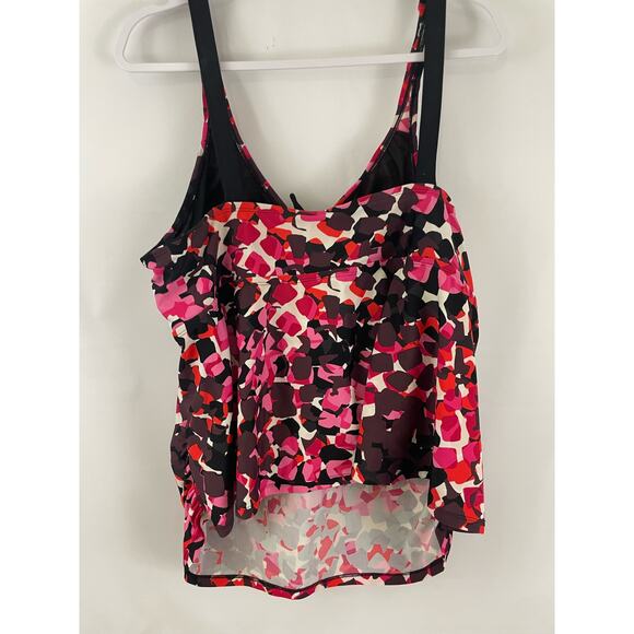 24W Plus Size Beach Native Tankini Top Swimsuit Pink Purple Geometric Swim Wear - Picture 7 of 11